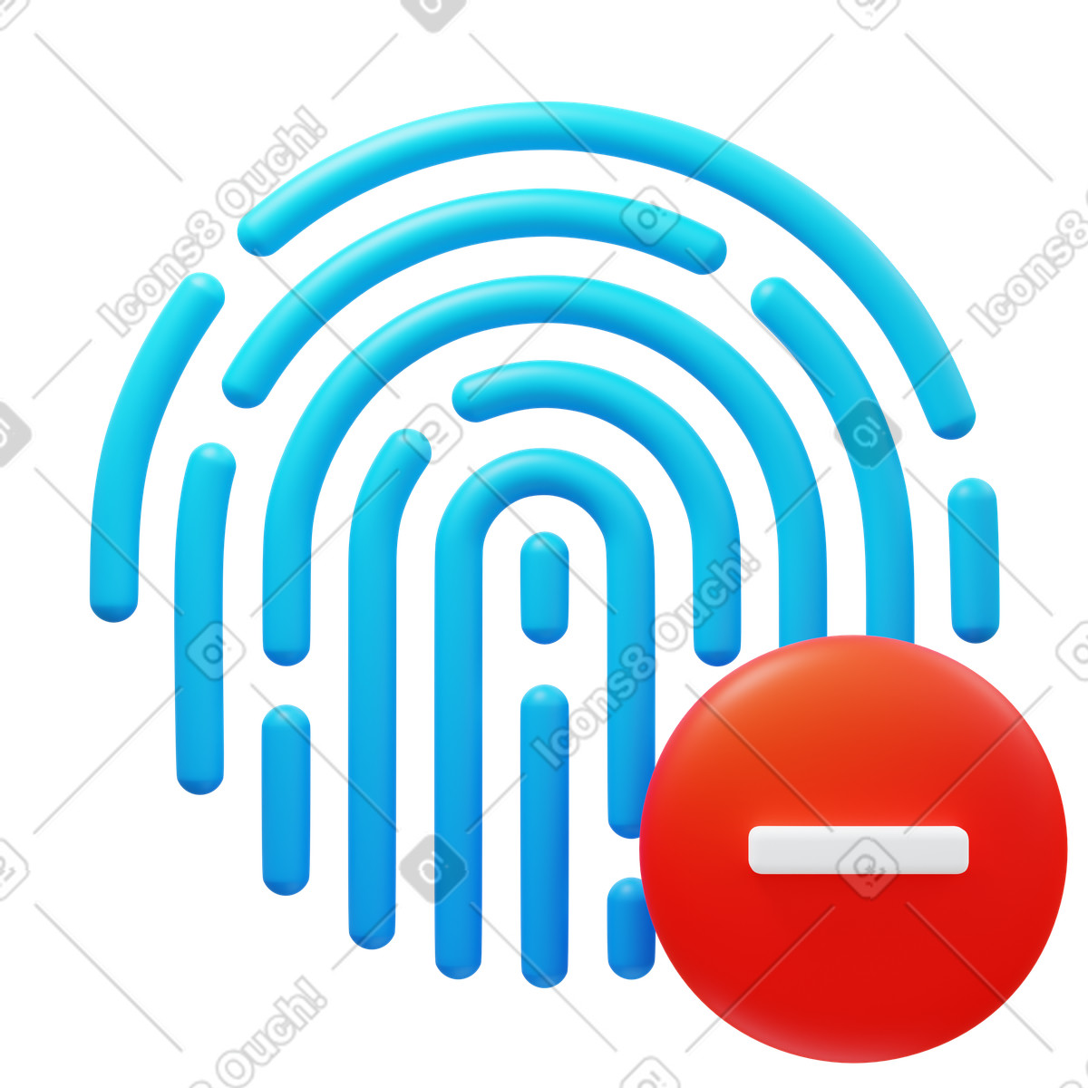 Remove fingerprint illustration in 3D Fluency style download in PNG, SVG