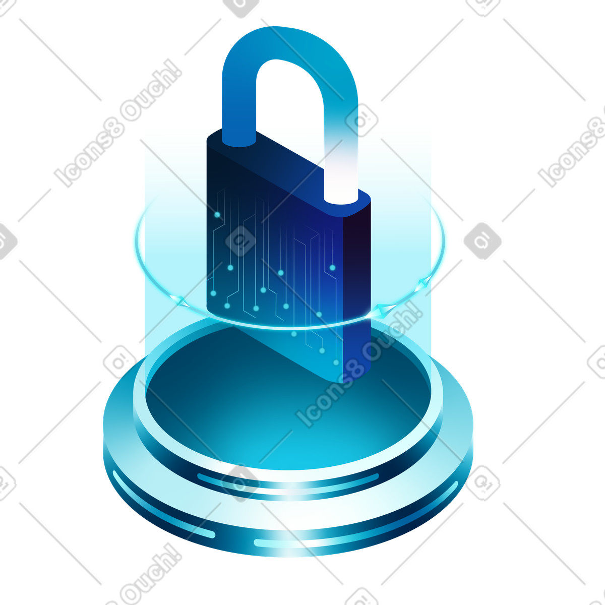 Padlock for cyber ​​security, digital blocking illustration in PNG, SVG