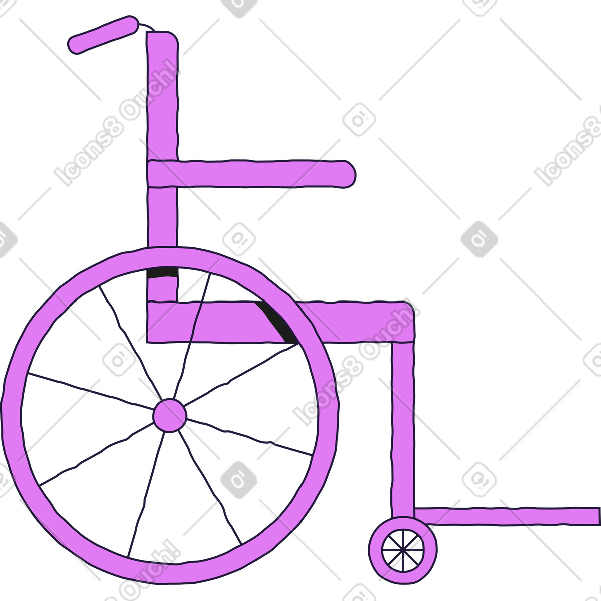 Rollstuhl-Illustration im Conifer-Stil als Download in PNG, SVG