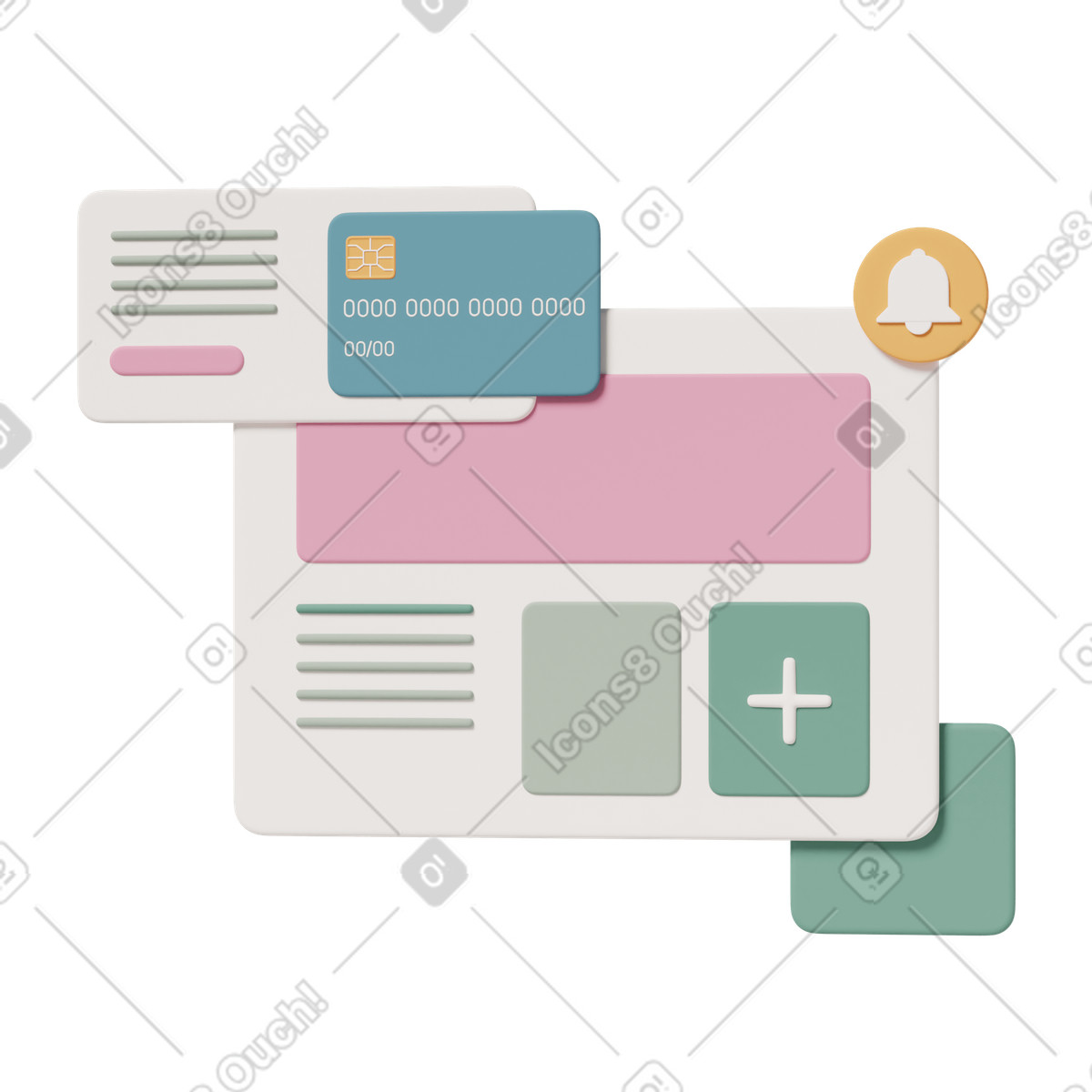 Digital subscription window illustration in 3D Casual life style download in PNG, SVG