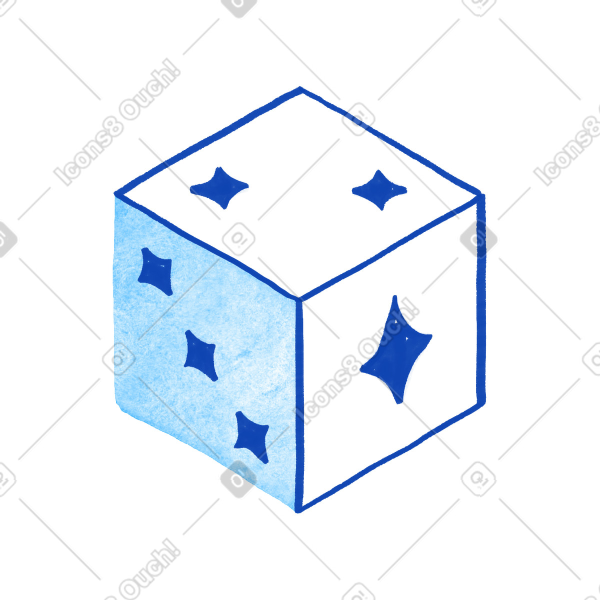Dice cube with star pips for fantasy board game luck illustrazione in stile Tint scarica in PNG, SVG