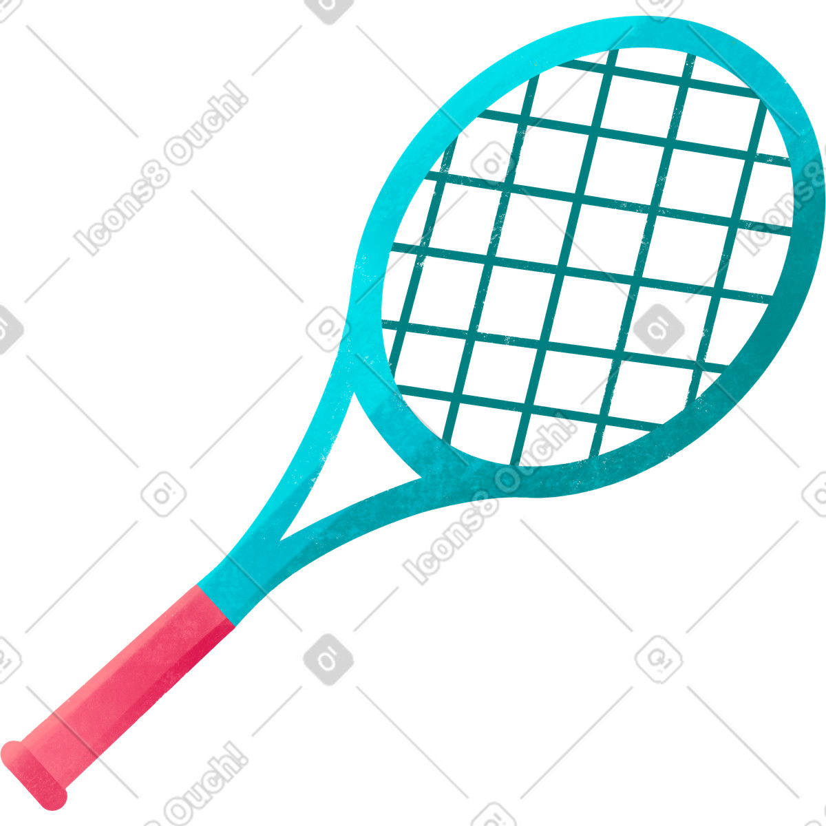 Blue tennis racket illustration in Bonbon style download in PNG, SVG