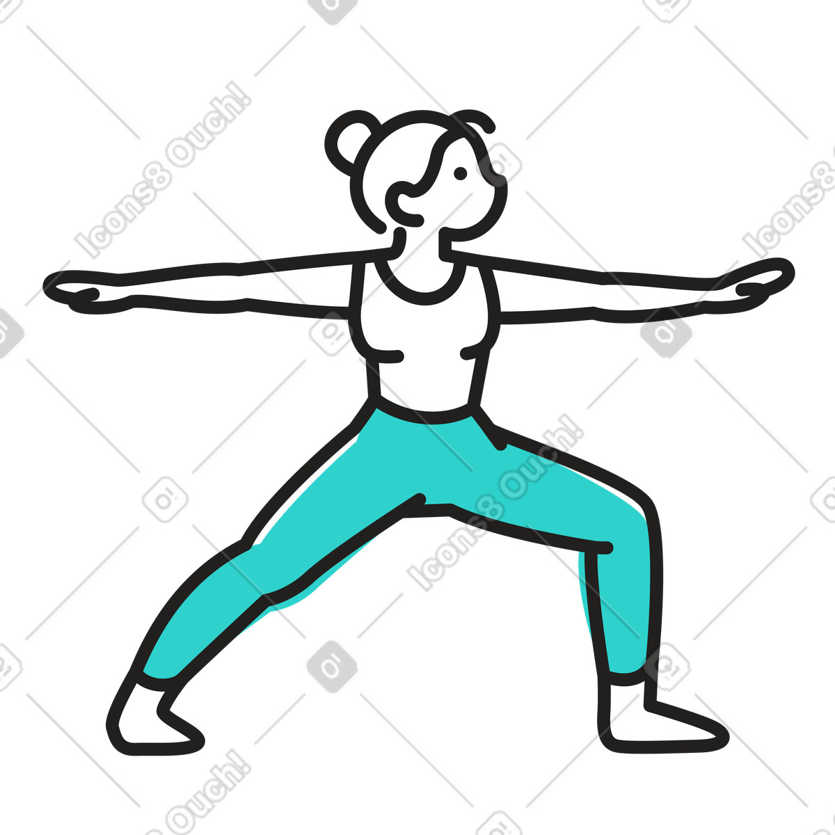 Illustration Femme mince faisant du yoga dans le style Little à télécharger aux formats PNG, SVG