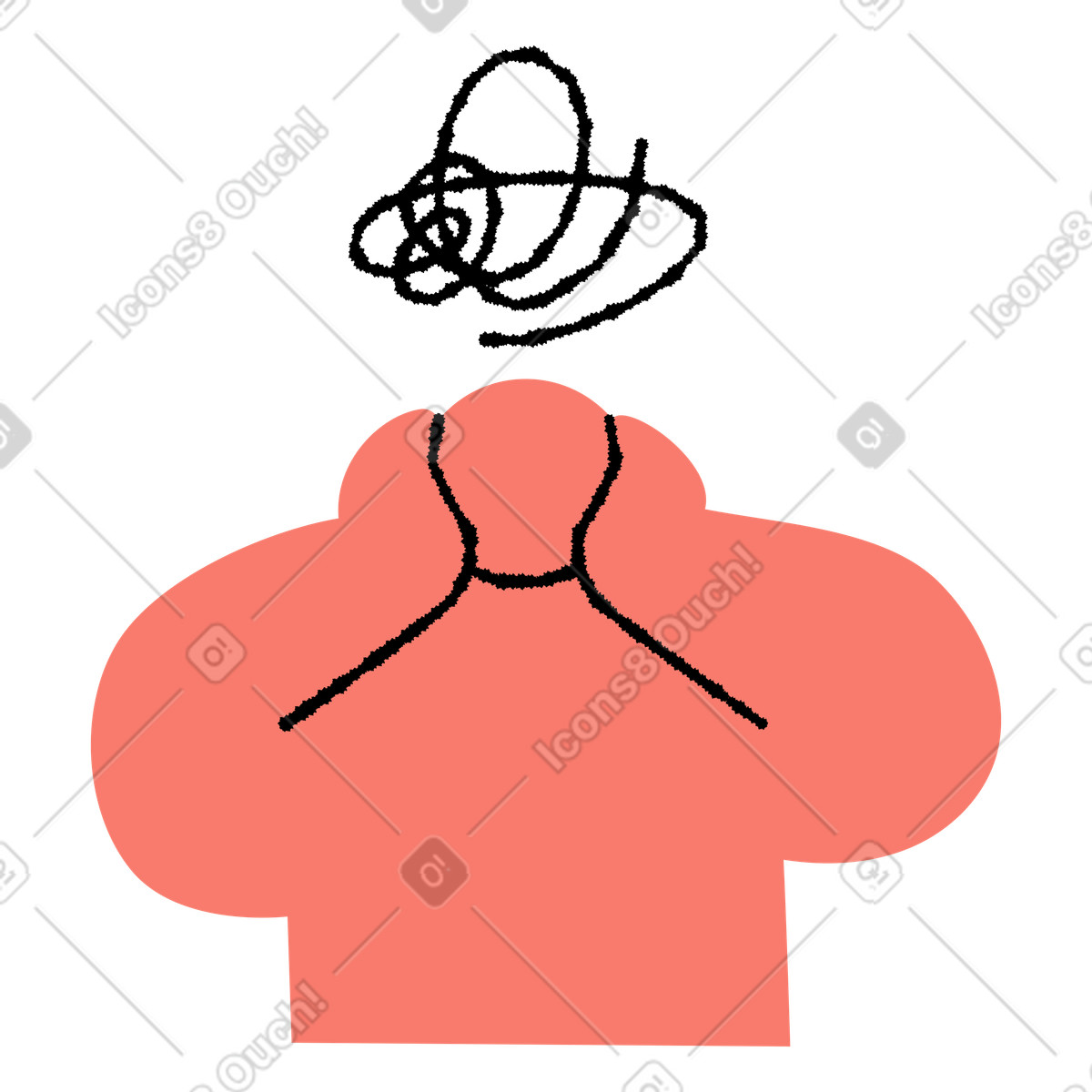 下载 Bold People 风格的 Anxiety silhouette holding head with chaotic scribble thought cloud 插画，支持 PNG、SVG 格式