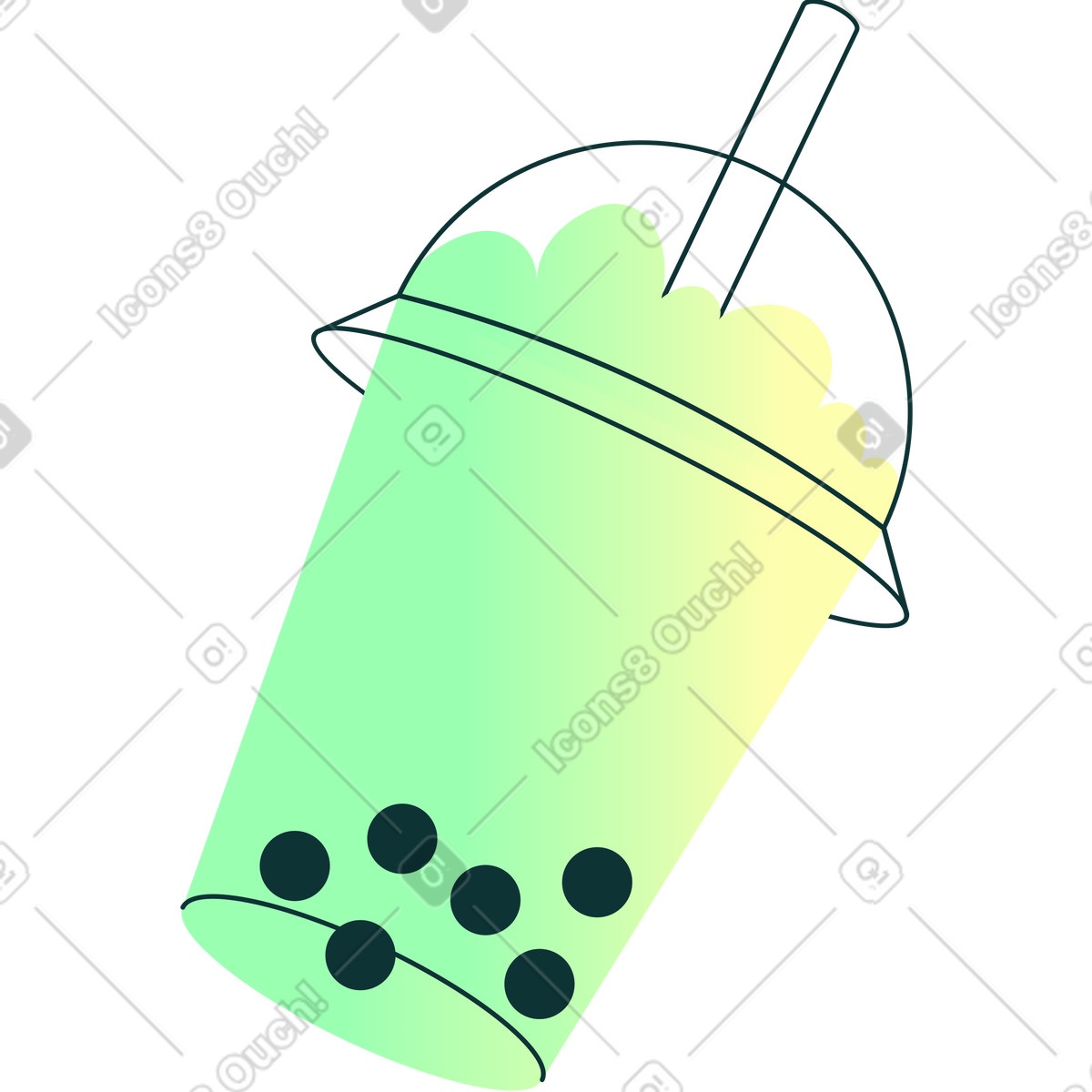 Illustration Thé boba vert dans le style Florid à télécharger aux formats PNG, SVG