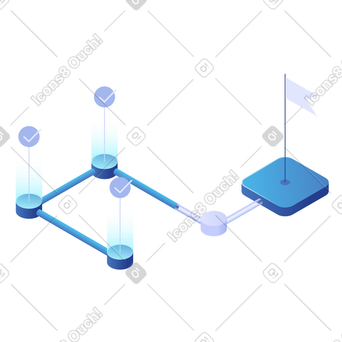 Projektmeilensteinverfolgung, workflow-automatisierung und prozessoptimierung-Illustration im Quantum-Stil als Download in PNG, SVG
