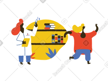 Woman running away from doctor with syringe PNG, SVG