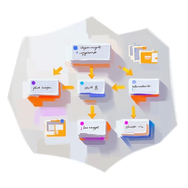 A detailed flowchart illustrating the distribution of usage rights among various clients. The chart features multiple boxes connected by arrows, each representing different clients and their respective usage rights categories. Each box is labeled with "Client A," "Client B," and "Client C." Arrows flow from a central point labeled "Usage Rights Allocation" to the clients, showcasing the distribution process. Additional elements such as percentage indicators and brief descriptions of the rights associated with each client are included, providing clarity to the flowchart's information. The overall layout is organized and visually accessible.