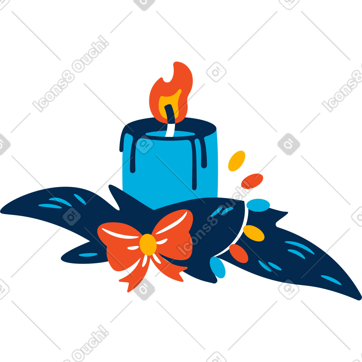Christmas candle illustration in Flame style download in PNG, SVG