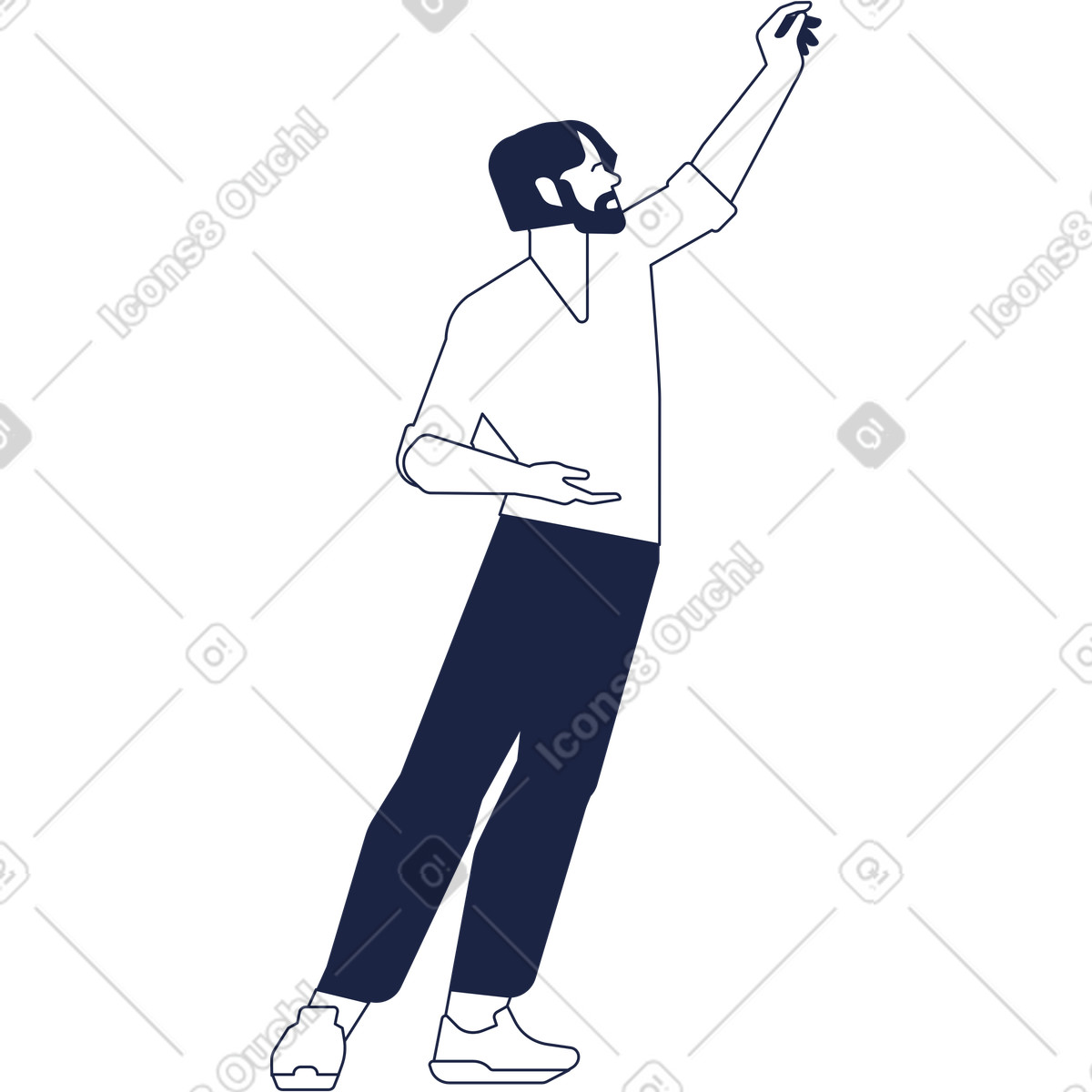 下载 Urban 风格的 Man with upped hand line 插画，支持 PNG、SVG 格式