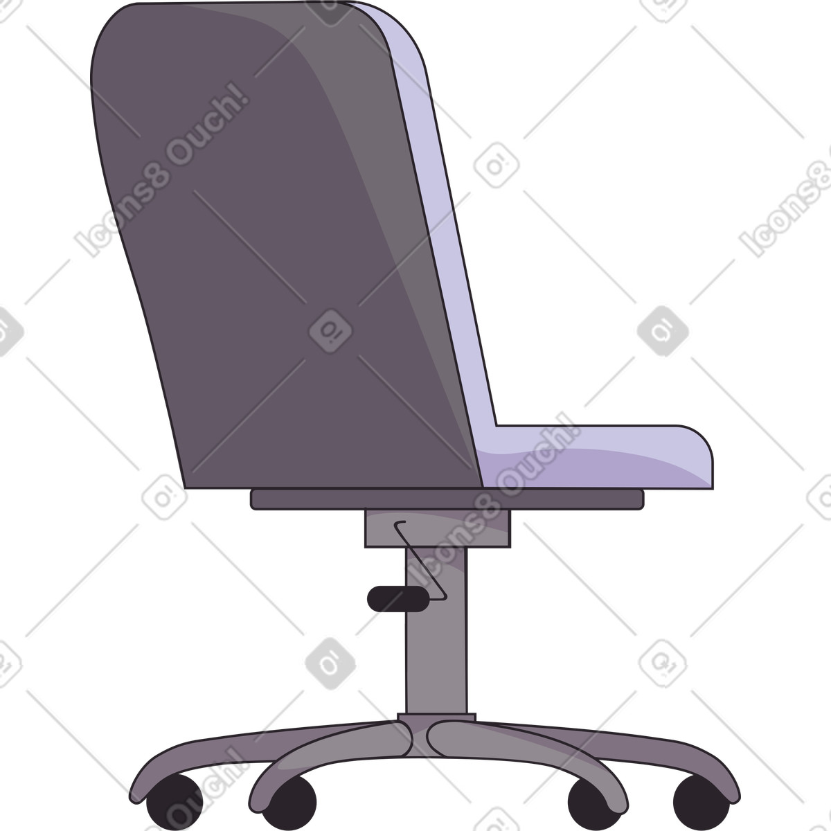 Computer gray chair on casters illustrazione in stile Eastwood scarica in PNG, SVG
