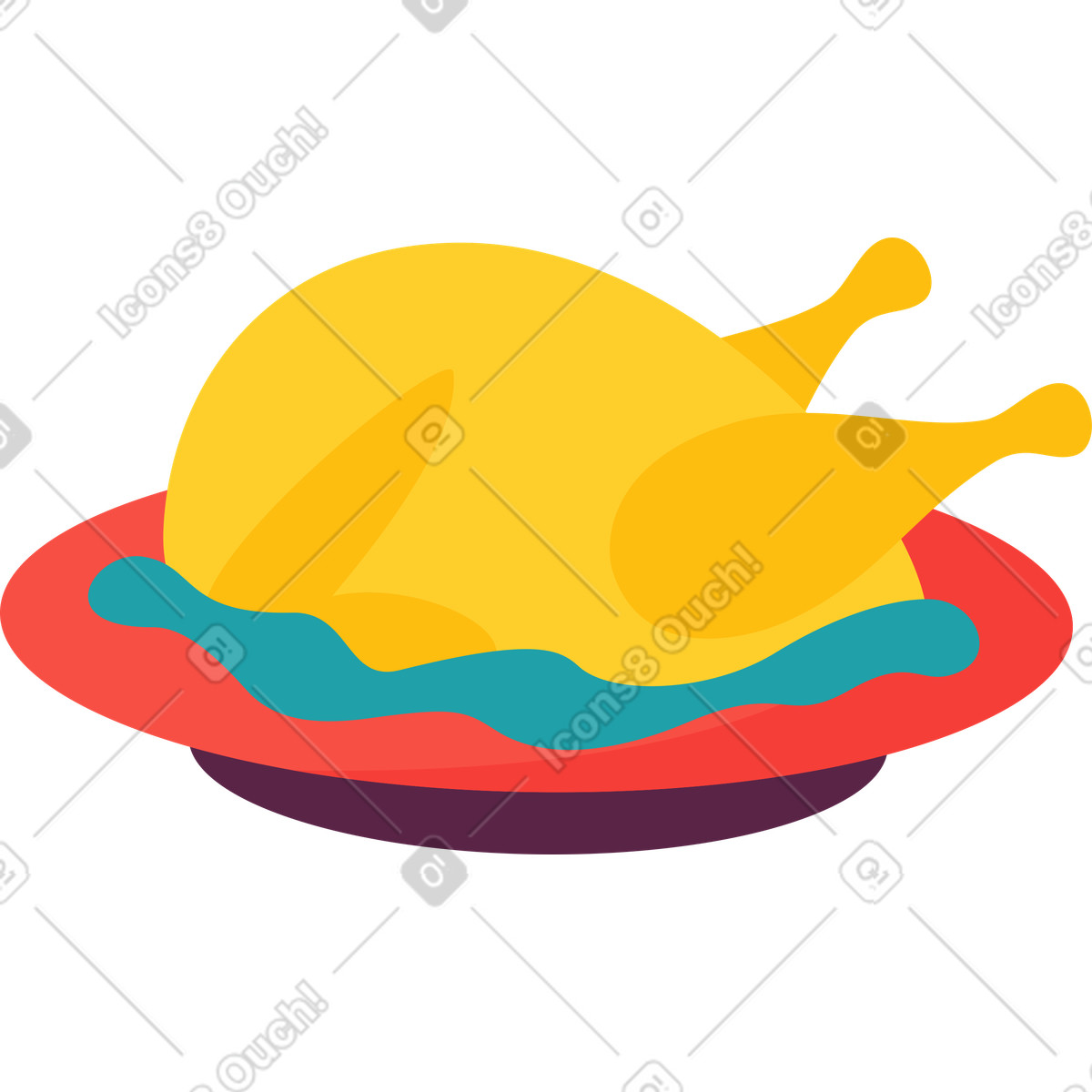 Putenhuhn auf einem teller-Illustration im Sammy-Stil als Download in PNG, SVG