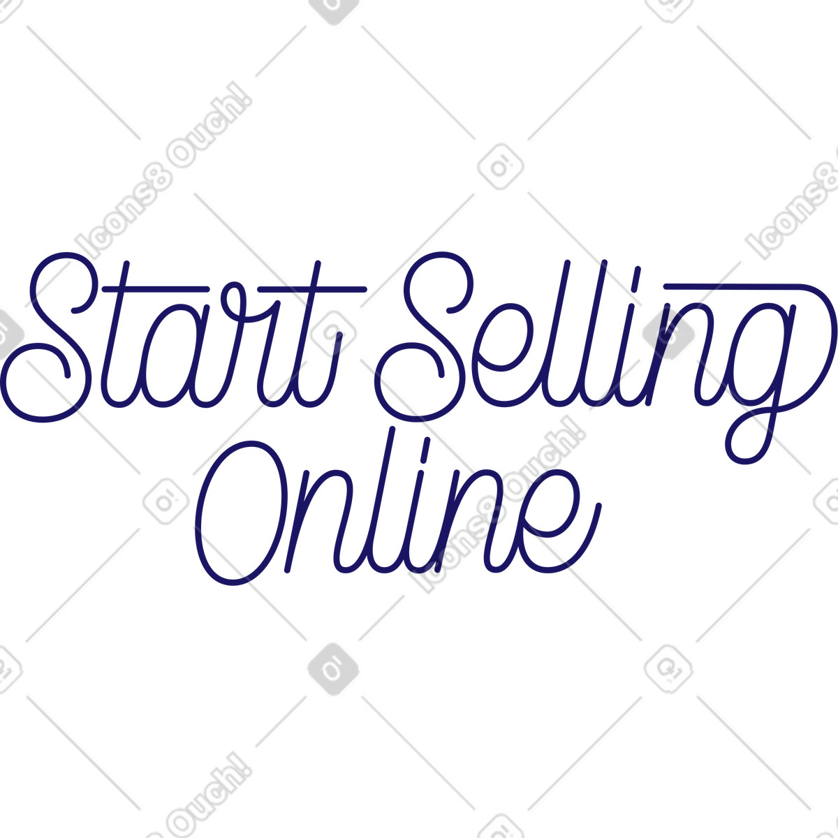 Illustration Lettrage commence à vendre en ligne dans le style Matey télécharger aux formats PNG, SVG