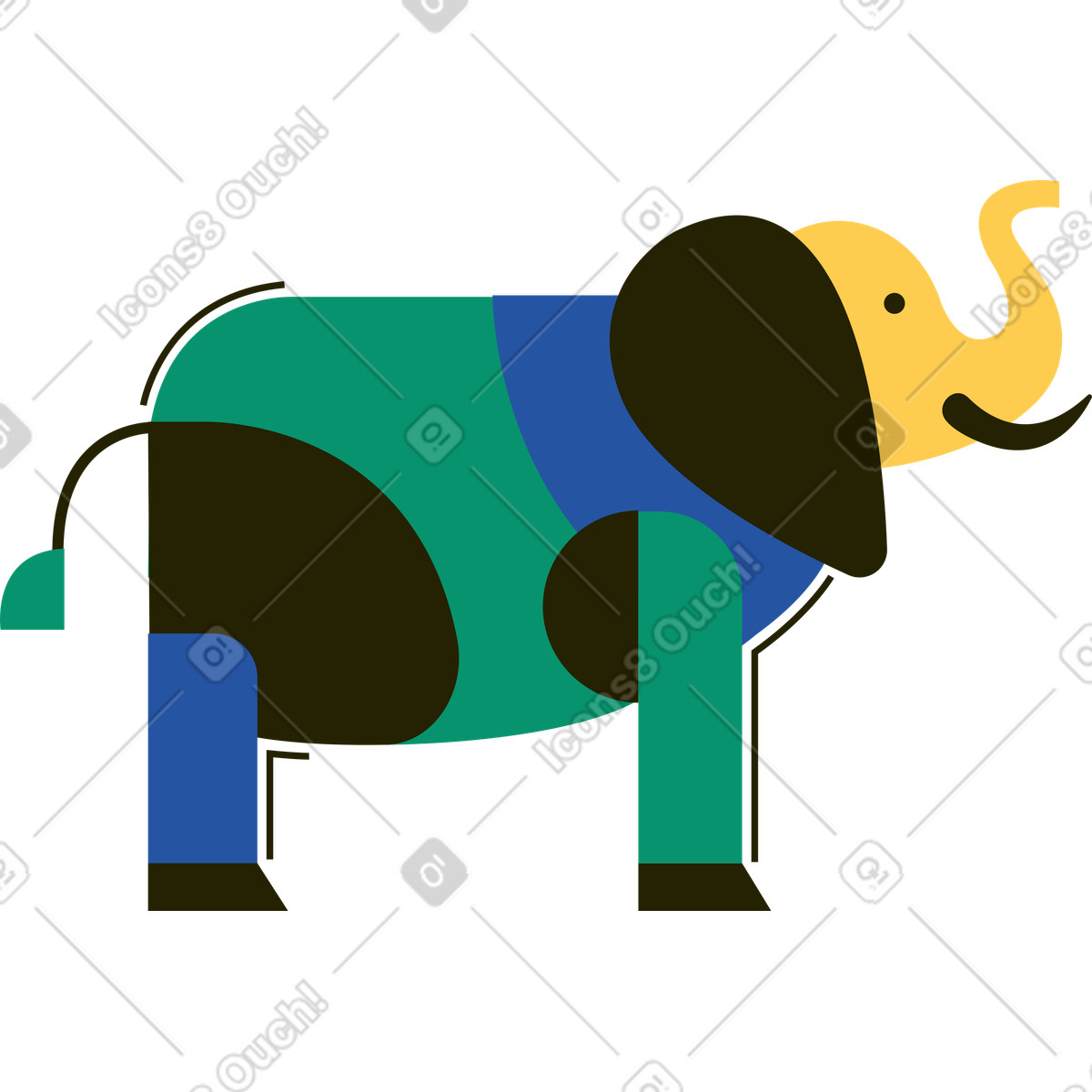 Illustration L'éléphant dans le style Spot à télécharger aux formats PNG, SVG