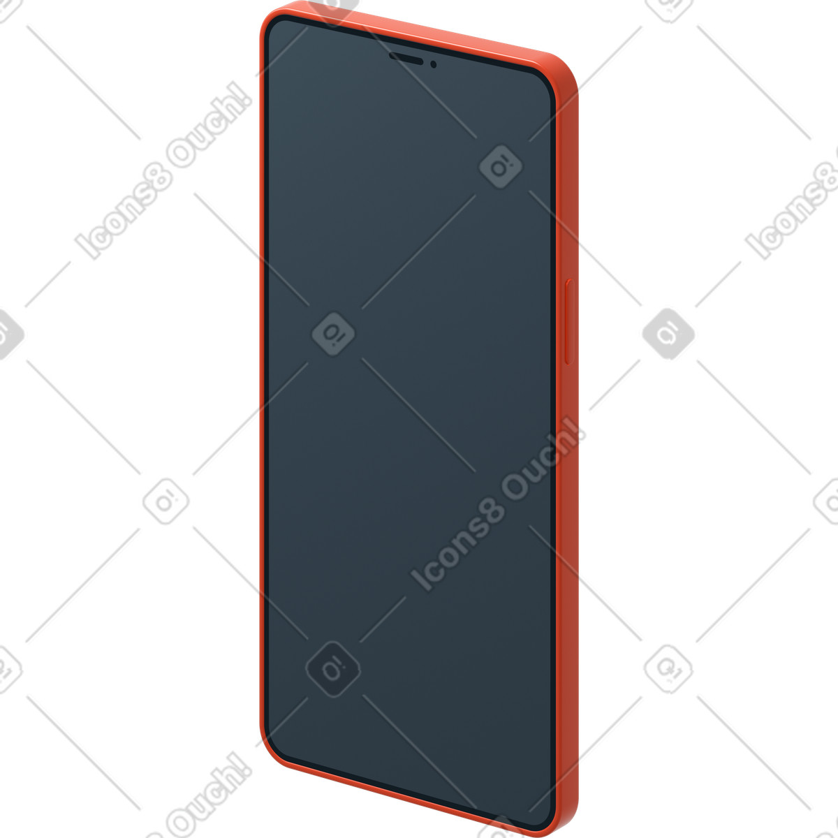 Smartphone rosso con schermo nero vuoto illustrazione in stile 3D Flame scarica in PNG, SVG