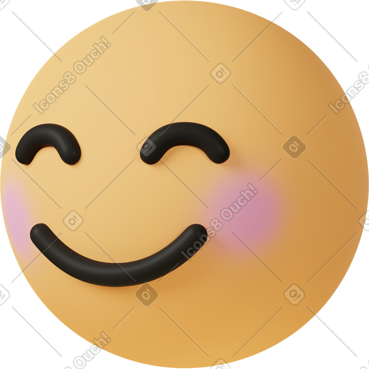 Three quarter view of smiling face with eyes illustration in 3D Casual life style download in PNG, SVG