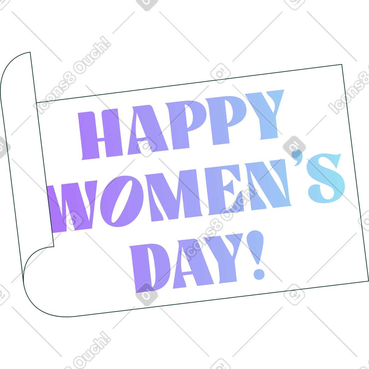 下载 Florid 风格的 Text happy women's day on the paper 插画，支持 PNG、SVG 格式
