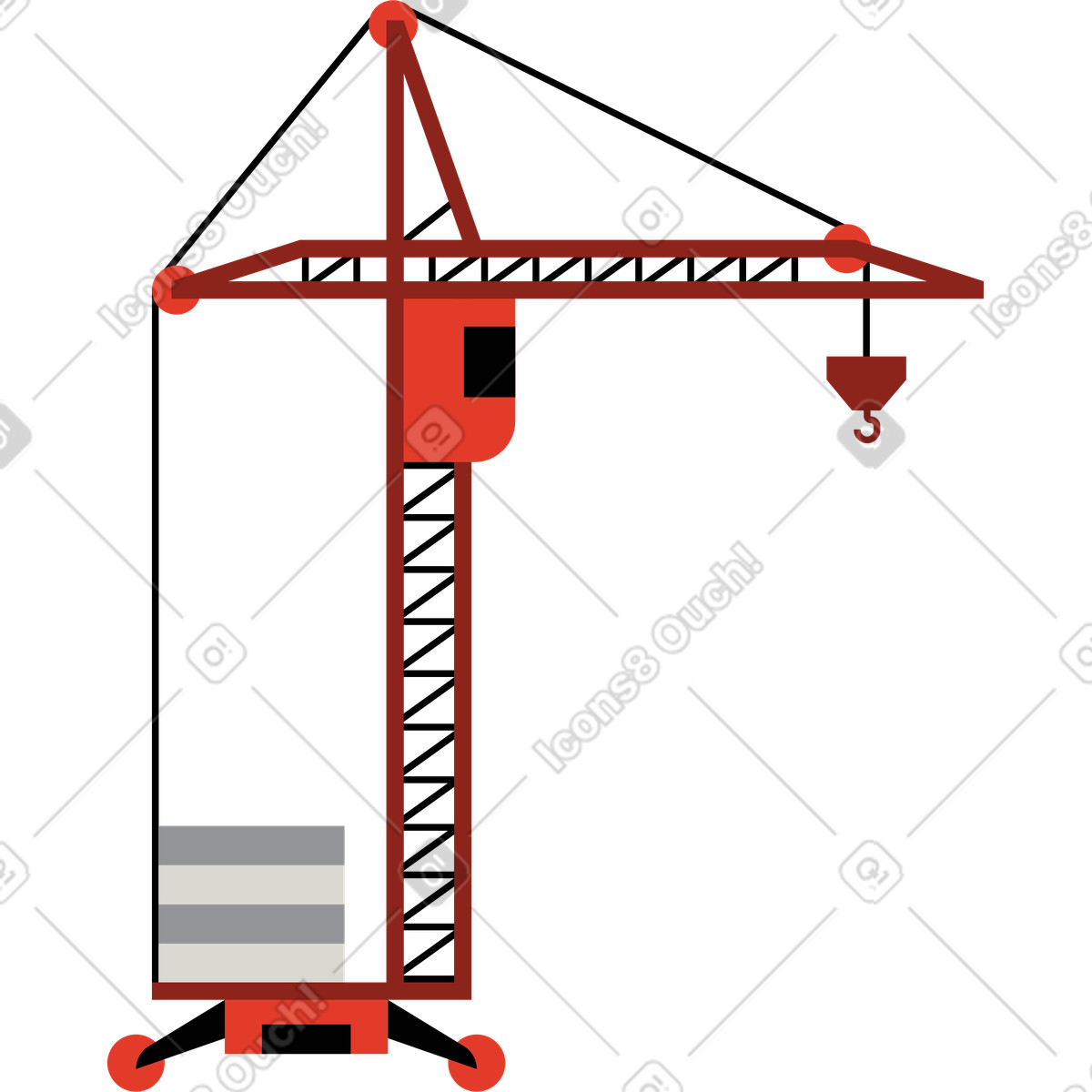 Construction crane illustration clipart image in PNG SVG showcasing heavy machinery