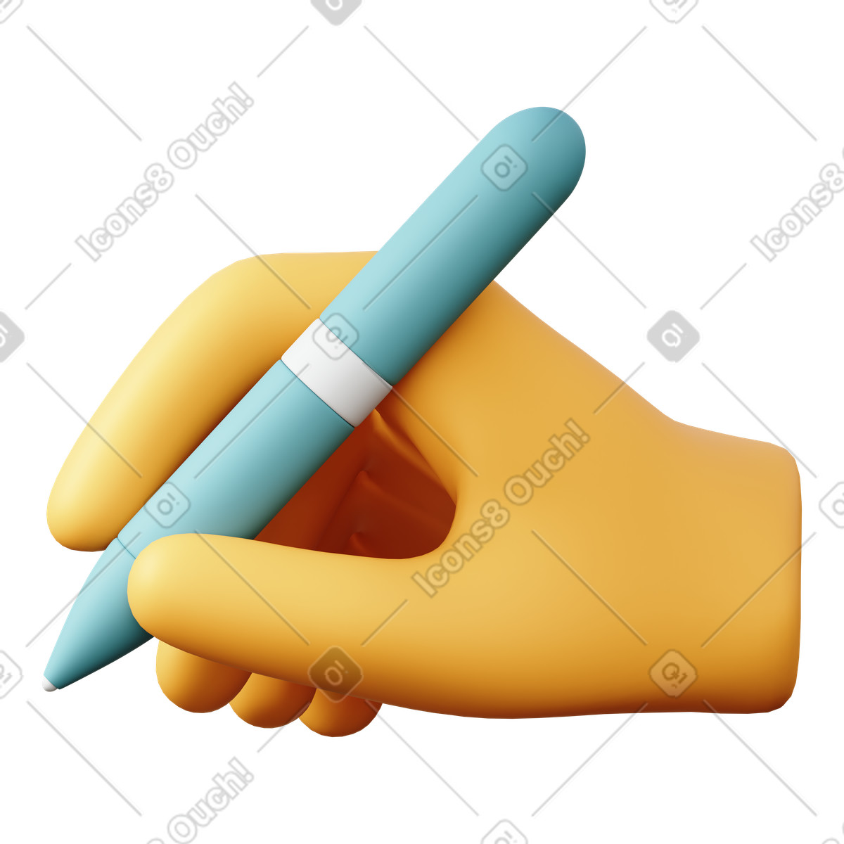 Ilustración Mano con pluma en estilo 3D Sugary a descargar en PNG y SVG