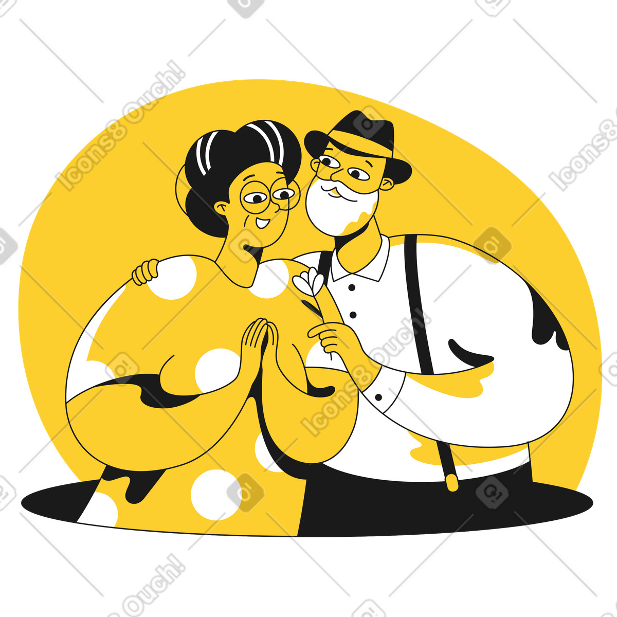An illustration of a gentleman offering a flower to a lady clipart elderly images collection