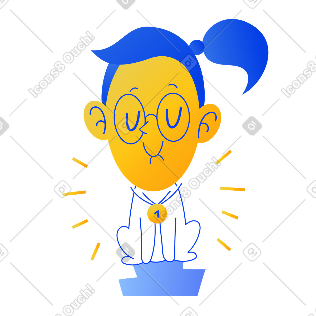 Nummer eins-Illustration im Buddy-Stil als Download in PNG, SVG