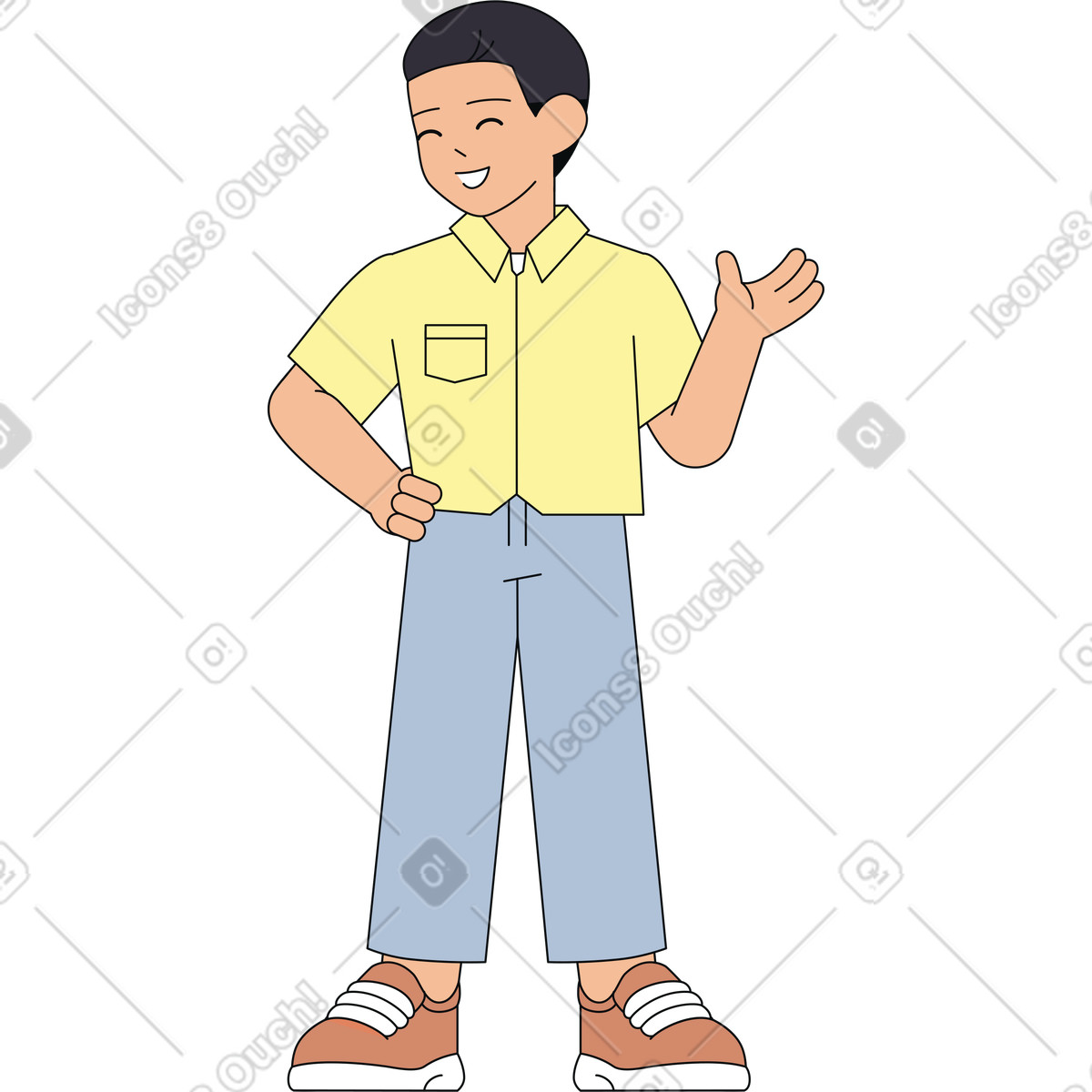 Presentatore di prodotti illustrazione in stile Teko scarica in PNG, SVG