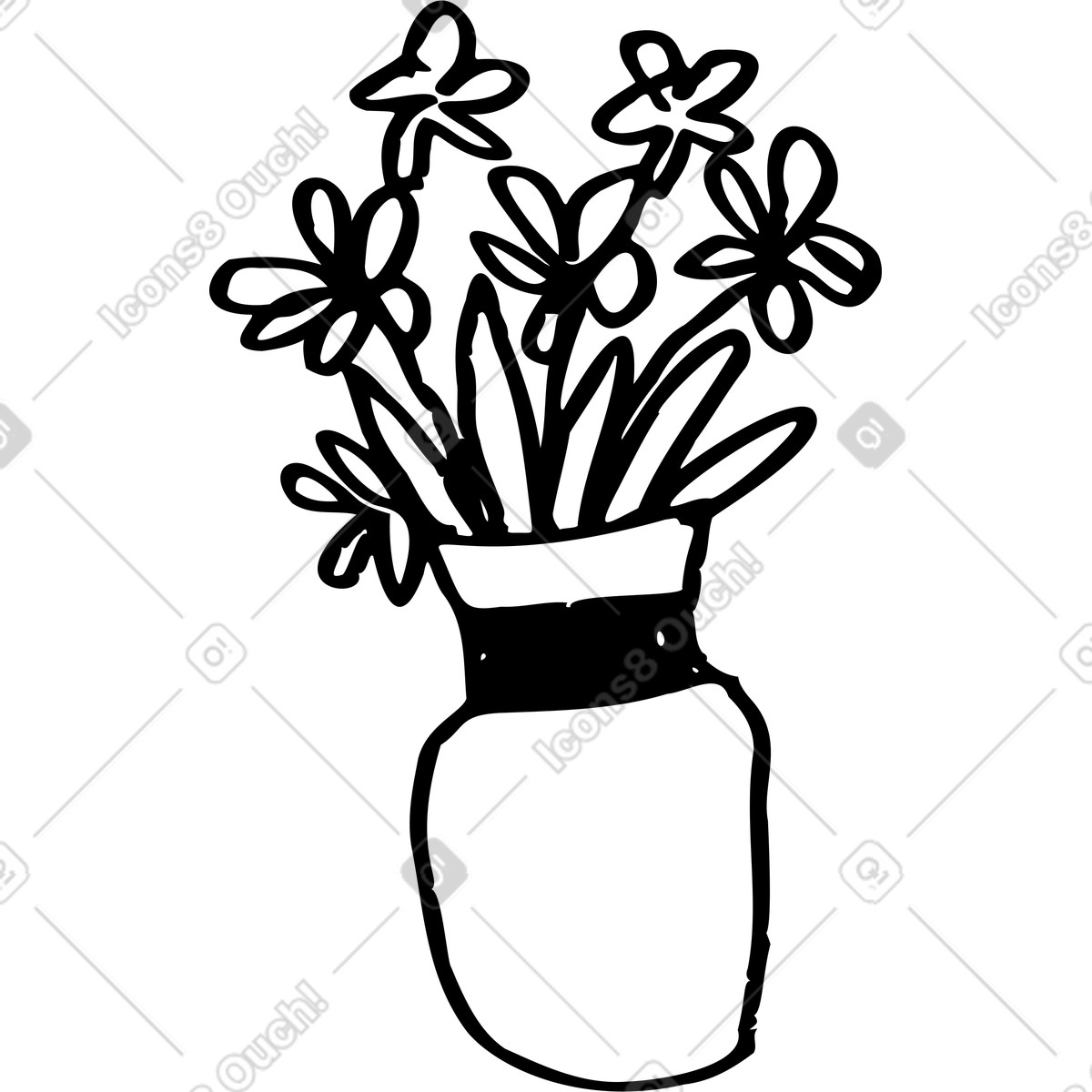 Illustration Petit vase avec des fleurs dans le style Marks à télécharger aux formats PNG, SVG