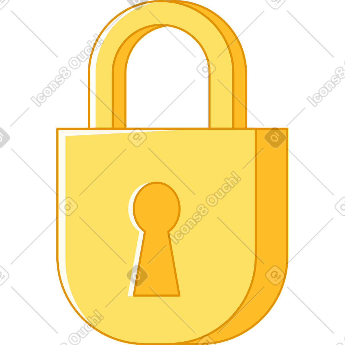 Yellow lock illustration in Rainbow style download in PNG, SVG