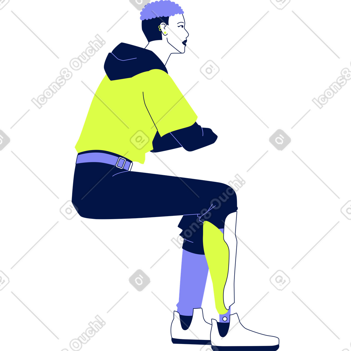 Ilustração de Jovem sentado em no estilo Glow para baixar em PNG, SVG
