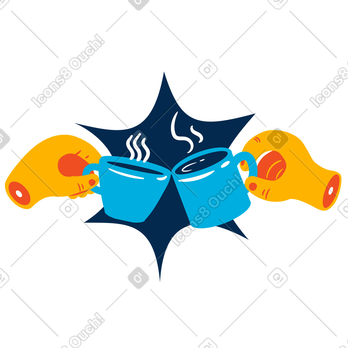 Flame 스타일의 티파티에서 사람들이 차잔을 부딪히는 모습 일러스트레이션 PNG, SVG 다운로드