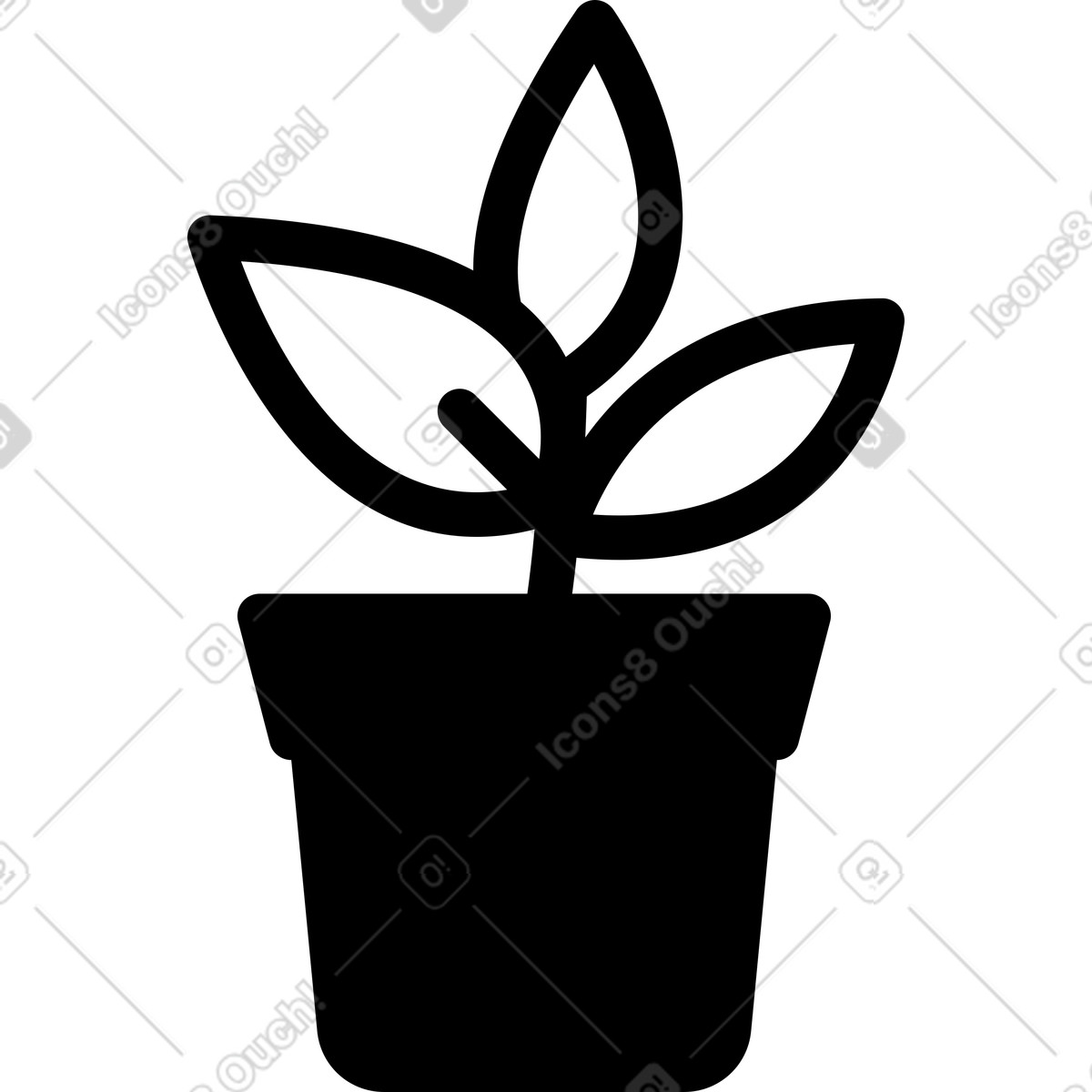 Notion Line Art スタイルの Seedling pot icon with simple leaves symbolizing growth and nature のイラストをPNG、SVG形式でダウンロード