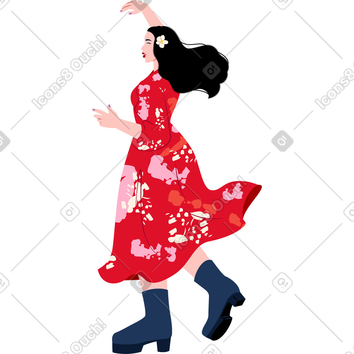 Everyday スタイルの 踊る若い女性 のイラストをPNG、SVG形式でダウンロード