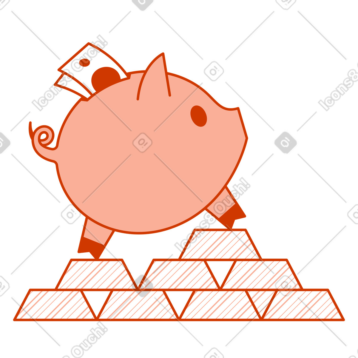 Piggy bank on ingots illustration showcasing wealth clipart in stunning graphics