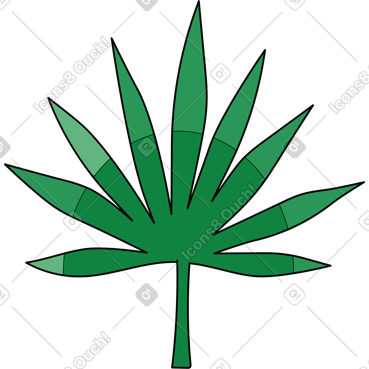 Ilustración Hoja de palma en estilo Surr a descargar en PNG y SVG