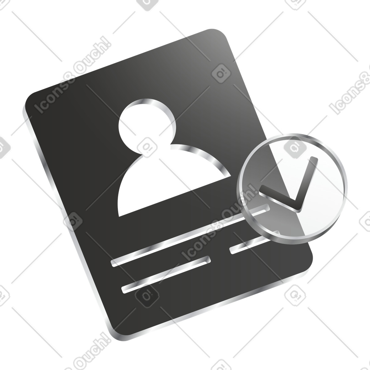 User profile card with check mark, Account verification and authentication illustration in Token style download in PNG, SVG