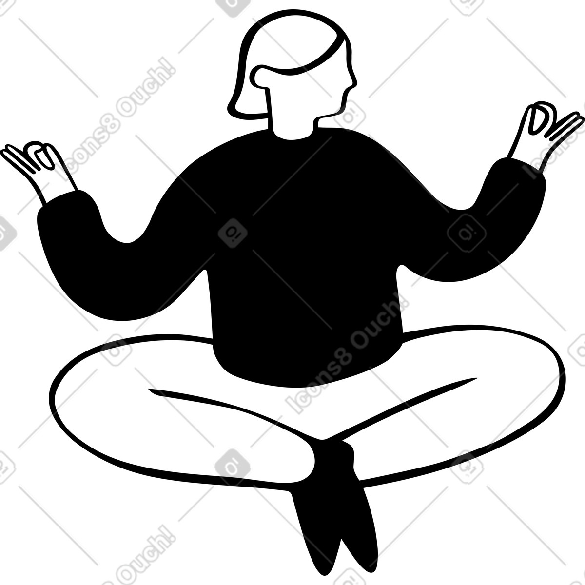 Wellness relaxation figure practicing mindfulness exercise illustration in Journal style download in PNG, SVG