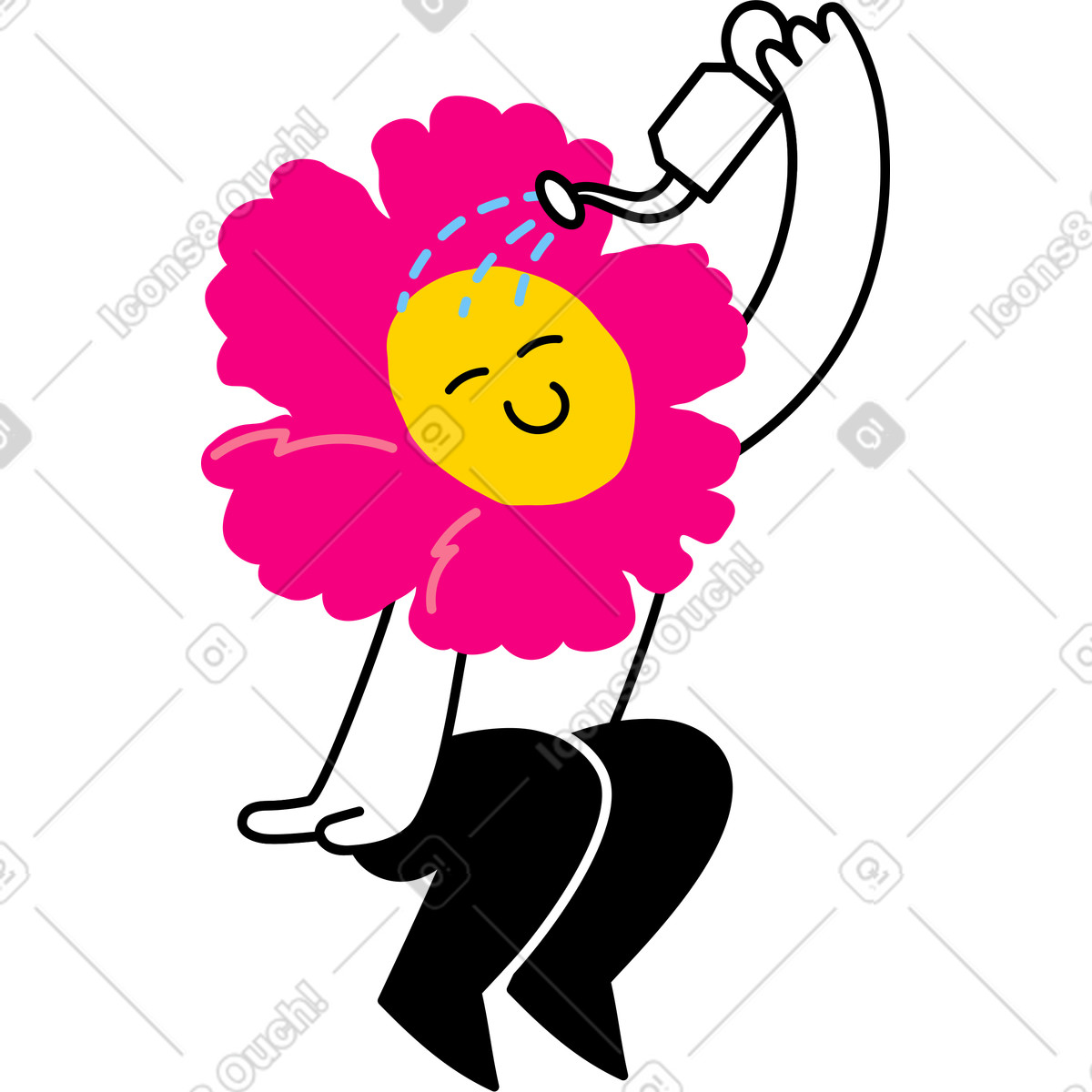Ilustración Personaje con cabeza de flor en estilo Giggle a descargar en PNG y SVG
