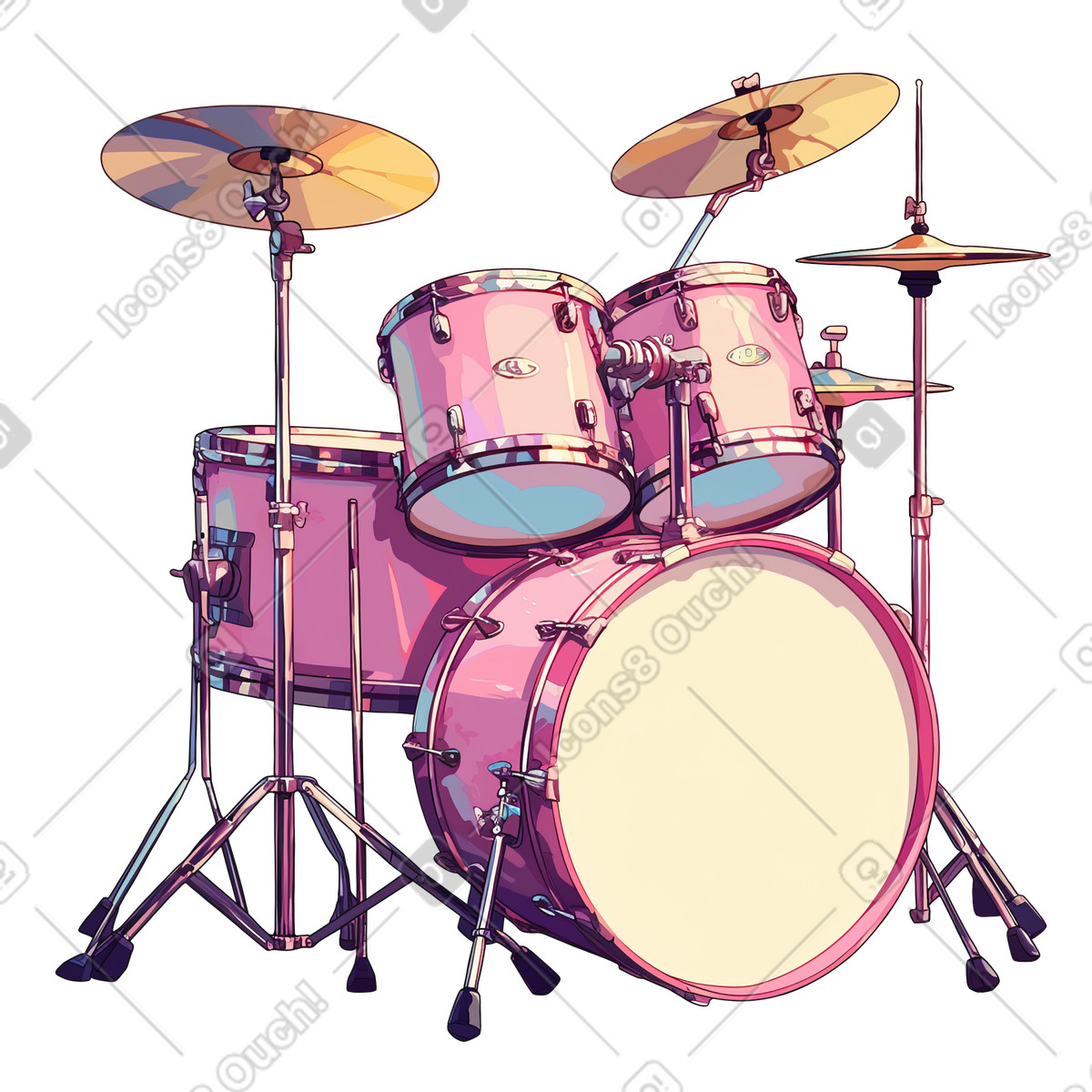 Ilustración Kit de batería en estilo Glazy a descargar en PNG y SVG