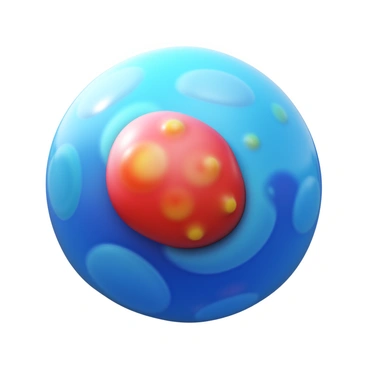 A close-up view of a cancer cell's nucleus, showcasing its irregular shape and size. The nucleus features an abnormal texture with uneven contours and multiple protrusions. Vivid colors highlight the irregularities, with areas of darker and lighter hues creating depth. Surrounding the nucleus, the cytoplasm appears slightly blurred, emphasizing the focus on the nucleus itself.