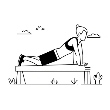 An adventurous athlete is performing dips on a wooden structure in a desert setting. The athlete is wearing a tank top and athletic shorts, showcasing a fit physique. The wooden structure is sturdy and positioned on the sandy ground, with cacti and sparse vegetation in the background. The sky is clear with a few clouds, emphasizing the vastness of the desert landscape. The athlete's focused expression reflects determination as they engage in their workout routine.