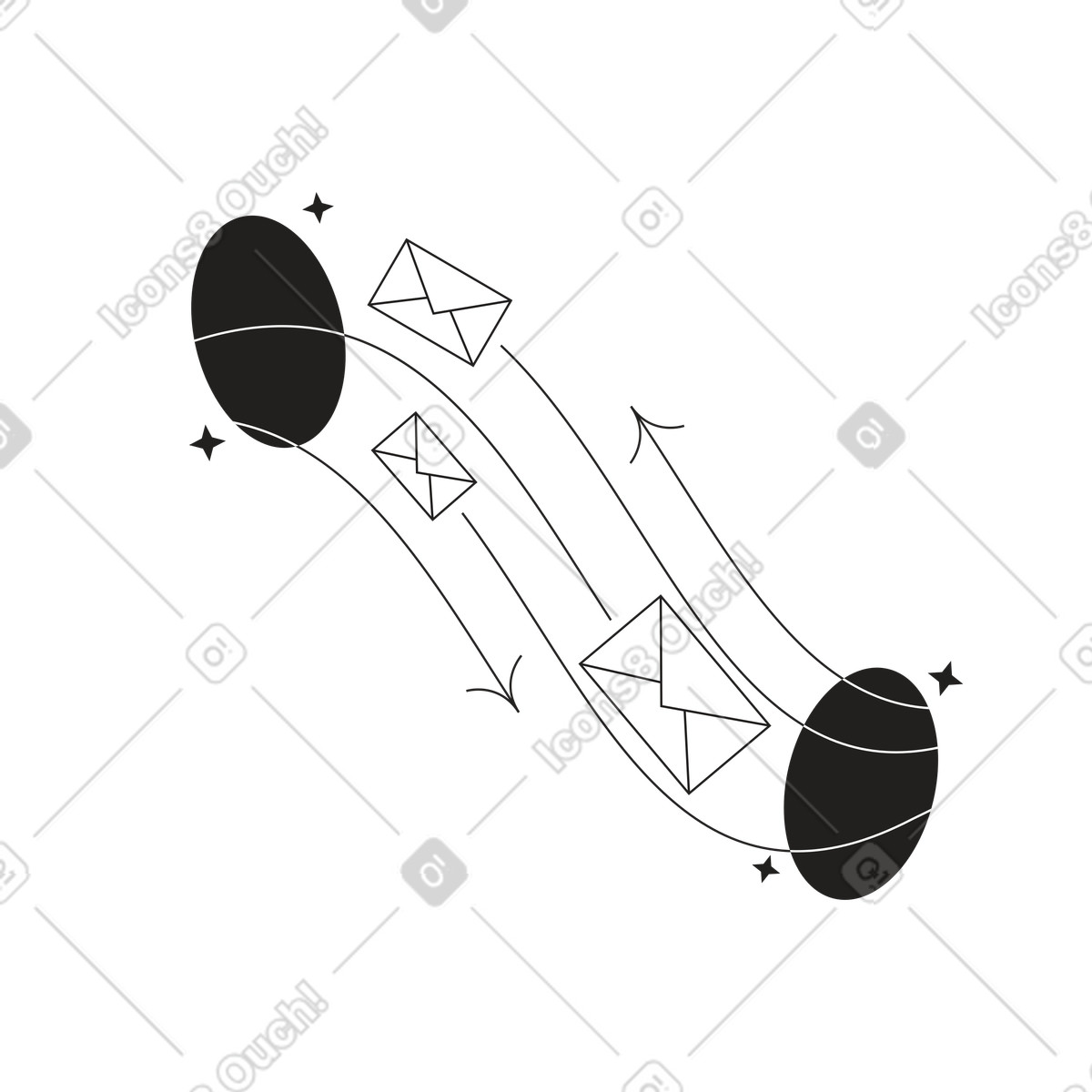 Ilustración Envío de mensajes un lugar a otro en estilo Tokyo descargar en PNG y SVG