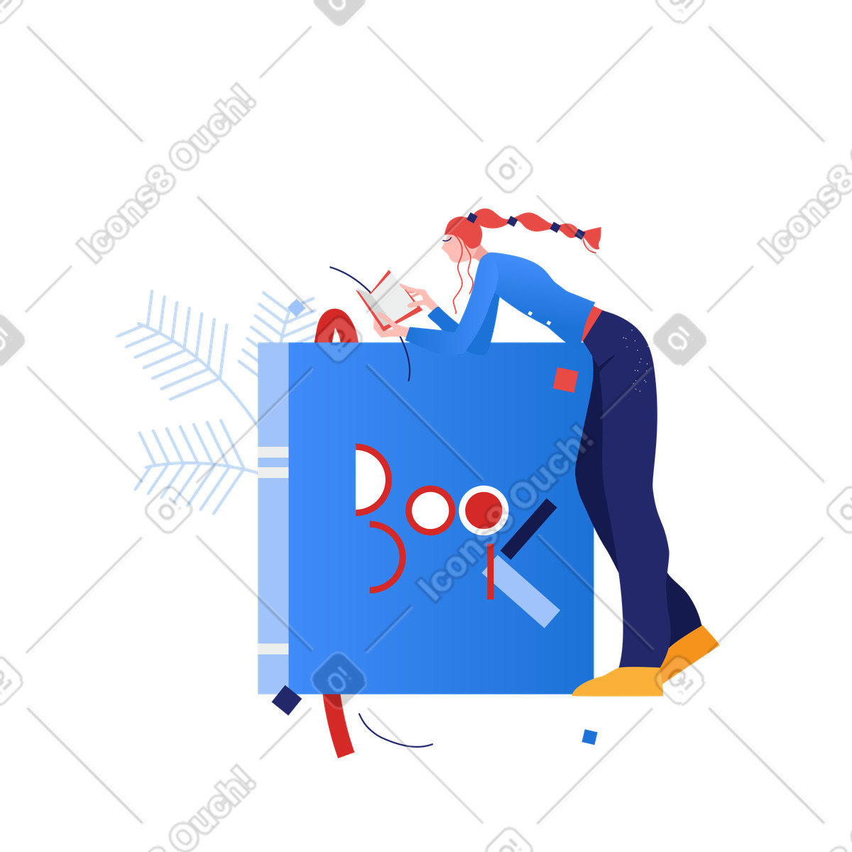 Leggere un libro illustrazione in stile Clip scarica in PNG, SVG