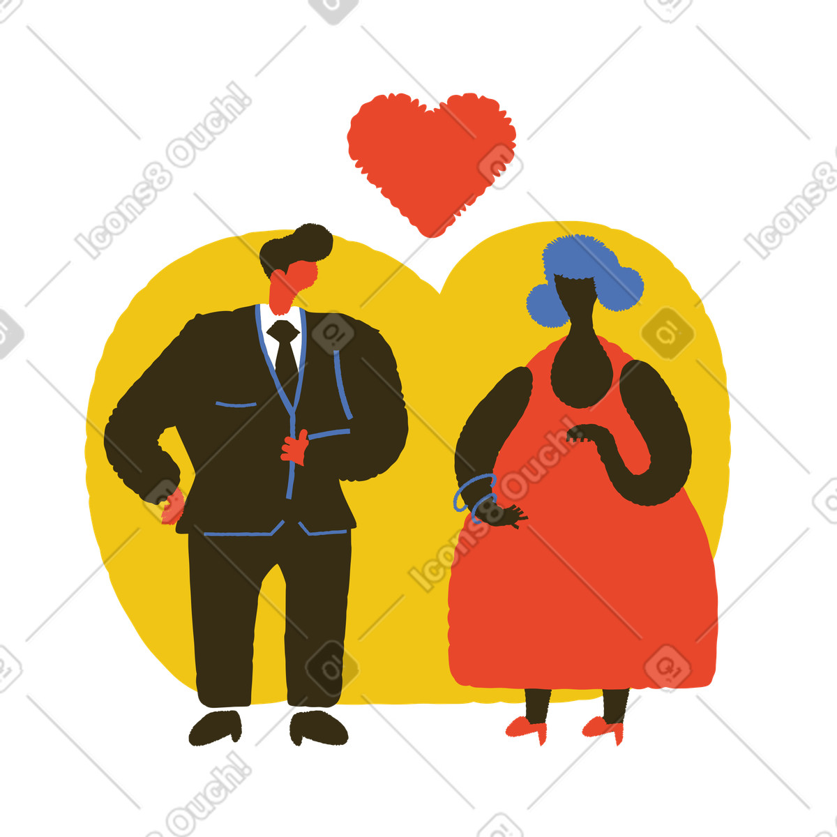 Ilustração de Homem e mulher em um relacionamento romântico no estilo Bermuda para baixar PNG, SVG