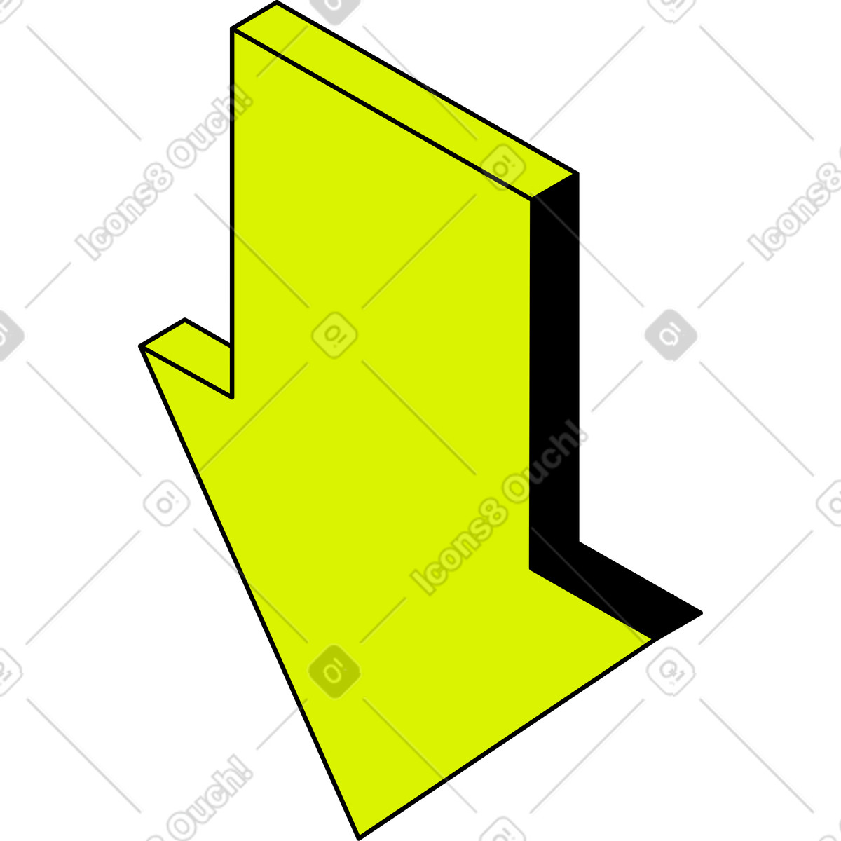 Ilustración Arrow down en estilo Isometric a descargar en PNG y SVG