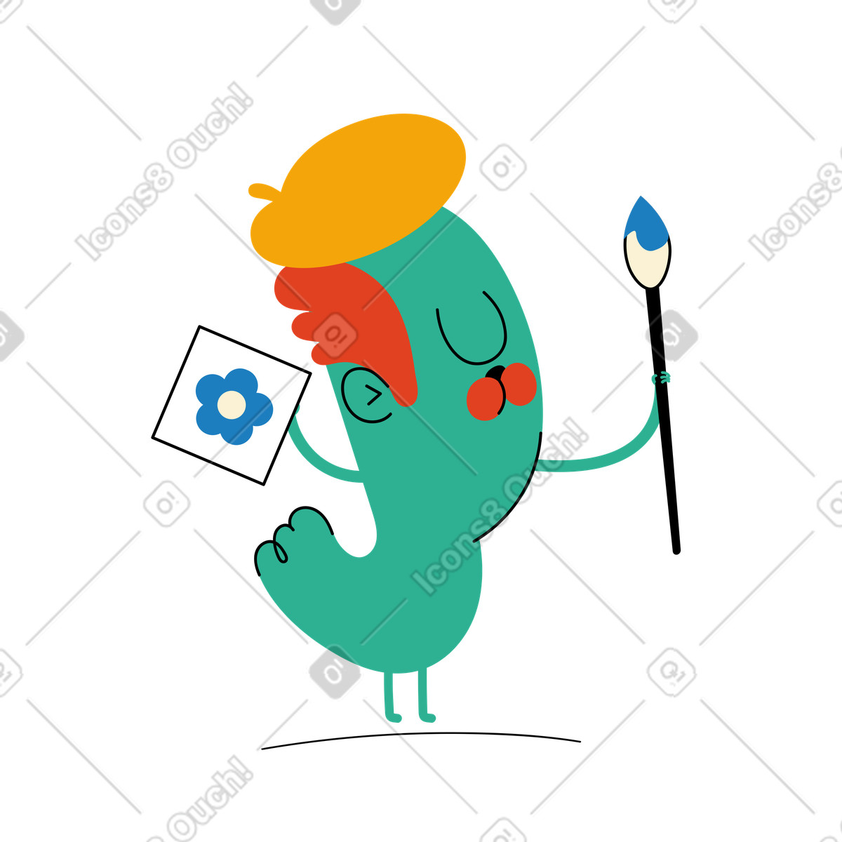Artist drawing a flower illustration painting clipart graphics and images in PNG, SVG