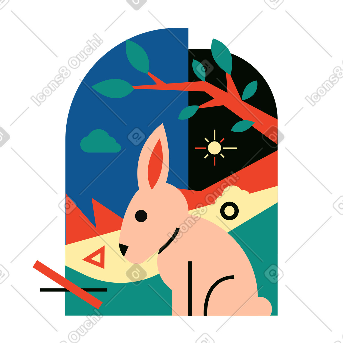 Hare illustration in Polar style download in PNG, SVG