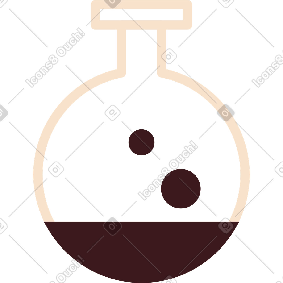 Round flask for science illustration in Folks style download in PNG, SVG