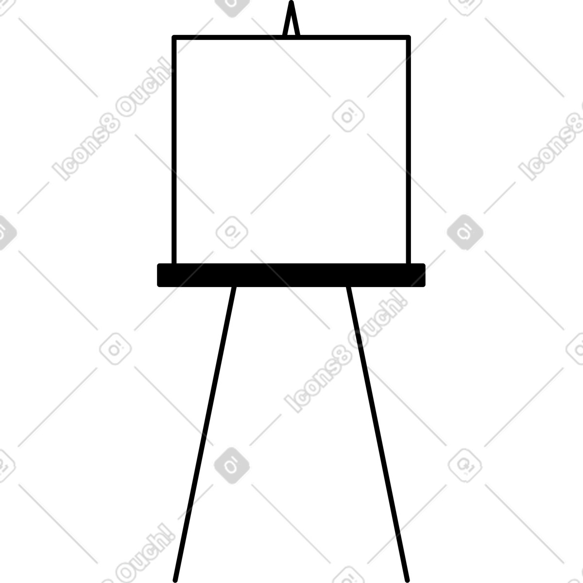 下载 Notion Line Art 风格的 Wooden easel supporting rectangular canvas for classroom presentation or workshop 插画，支持 PNG、SVG 格式