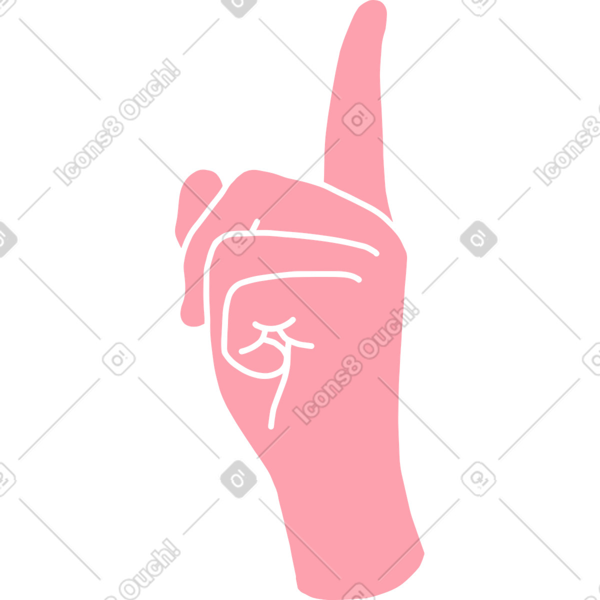 Gesture hand with raised index finger pointing up illustration in Rush style download in PNG, SVG