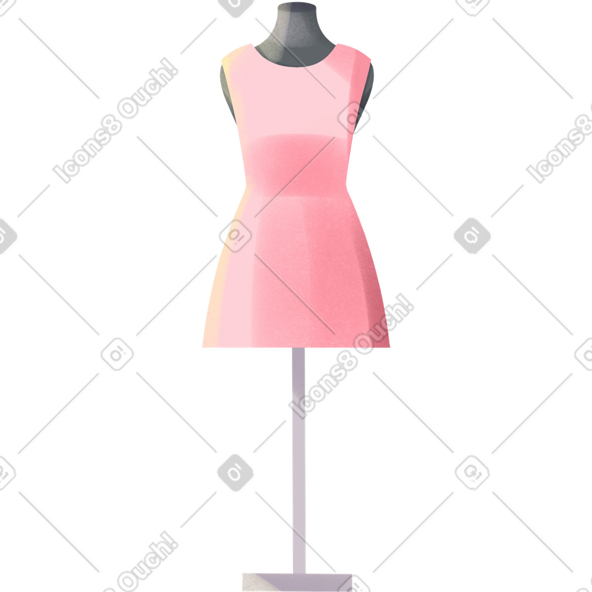 下载 Shine 风格的 Standing clothes rack with a pink dress 插画，支持 PNG、SVG 格式